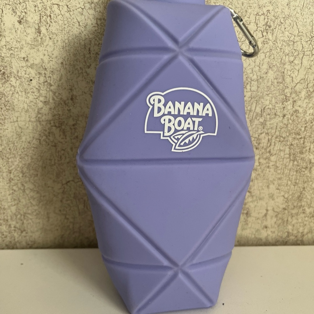 Banana Boat Purple Silicone collapsible Geometric water bottle with stainle lid